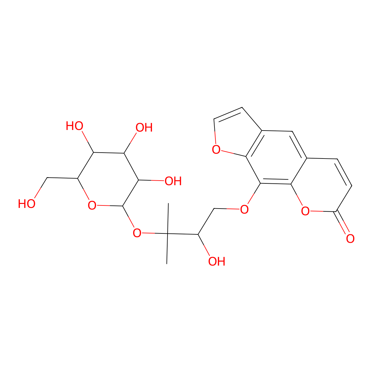 Heraclenol 3'-O-beta-D-glucopyranoside molecular structure, CAS 32207-10-6