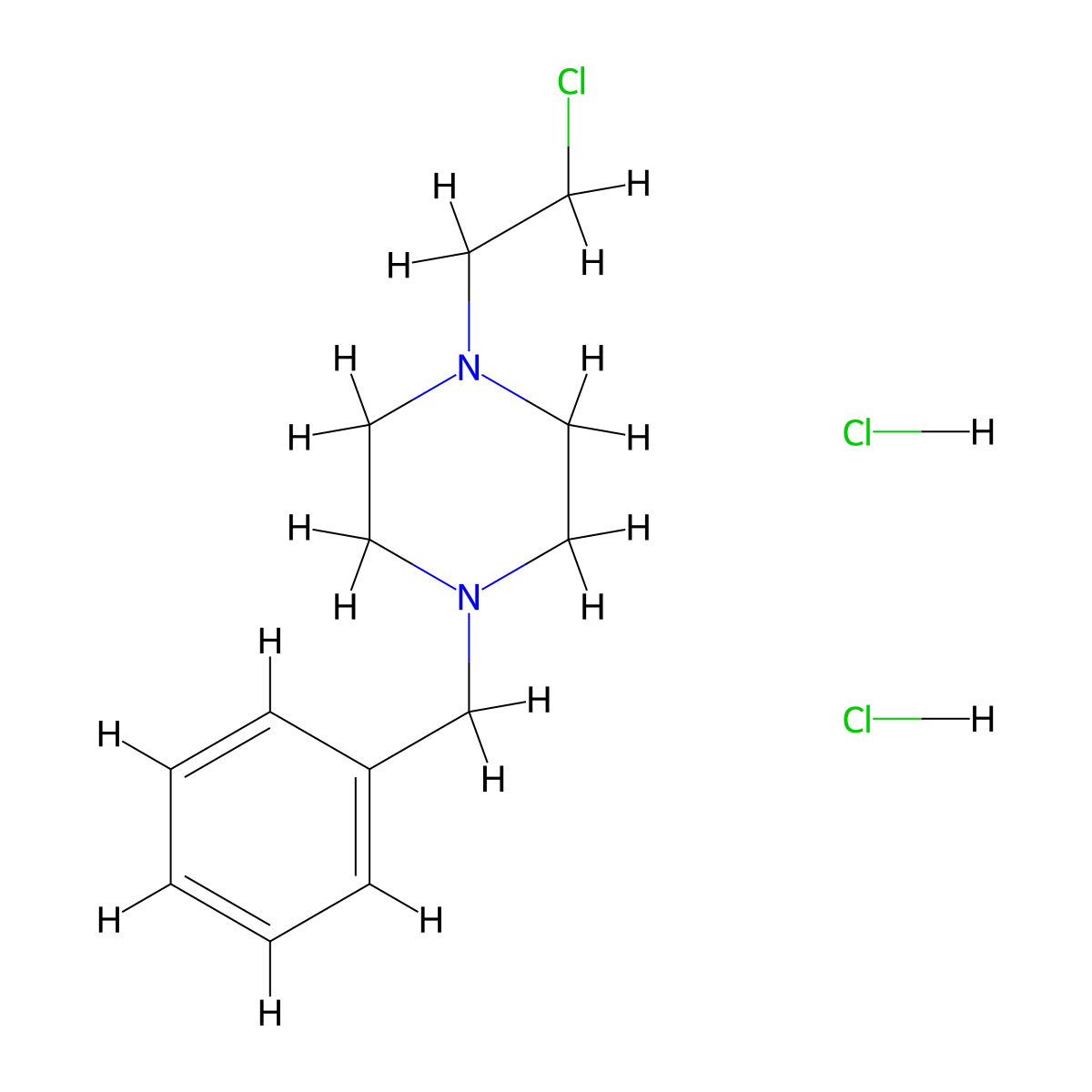 1-Benzyl-4-(2-chloroethyl)piperazine dihydrochloride molecular structure, CAS 3221-30-5