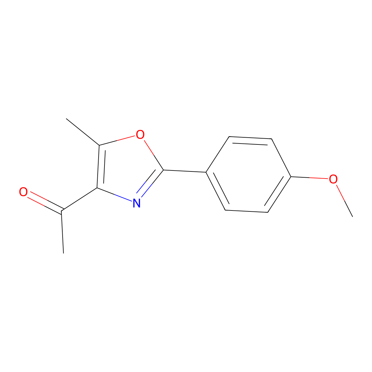 1-[2-(4-Methoxyphenyl)-5-methyl-1,3-oxazol-4-yl]ethanone molecular structure, CAS 3222-92-2