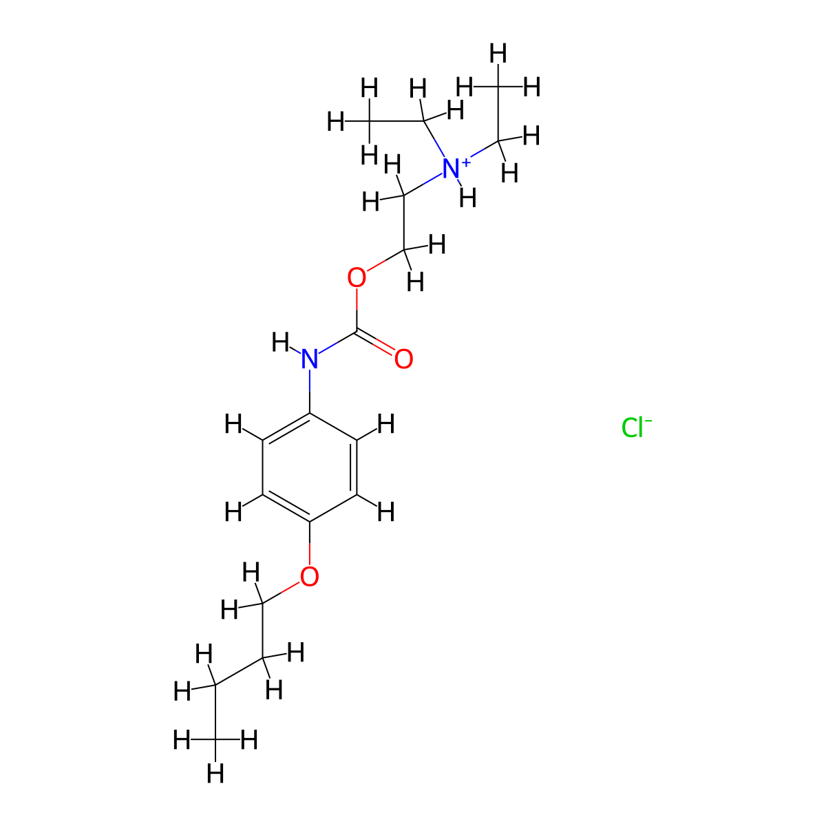 2-(Diethylamino)ethyl (4-butoxyphenyl)carbamate--hydrogen chloride (1/1) molecular structure, CAS 32223-76-0