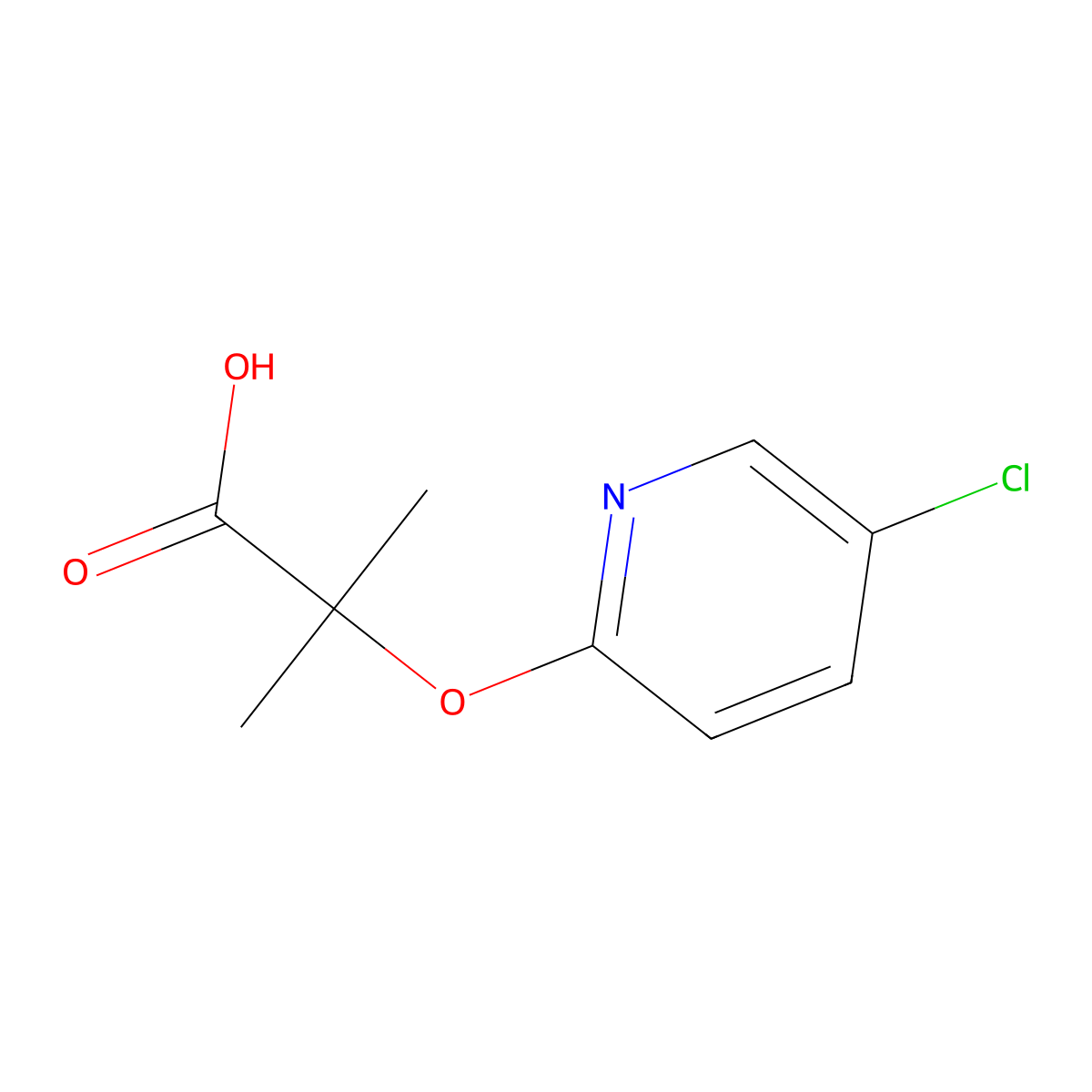 Propanoic acid, 2-[(5-chloro-2-pyridinyl)oxy]-2-methyl- molecular structure, CAS 32230-08-3