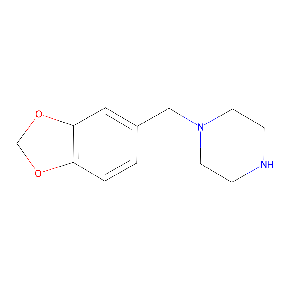 1-Piperonylpiperazine molecular structure, CAS 32231-06-4