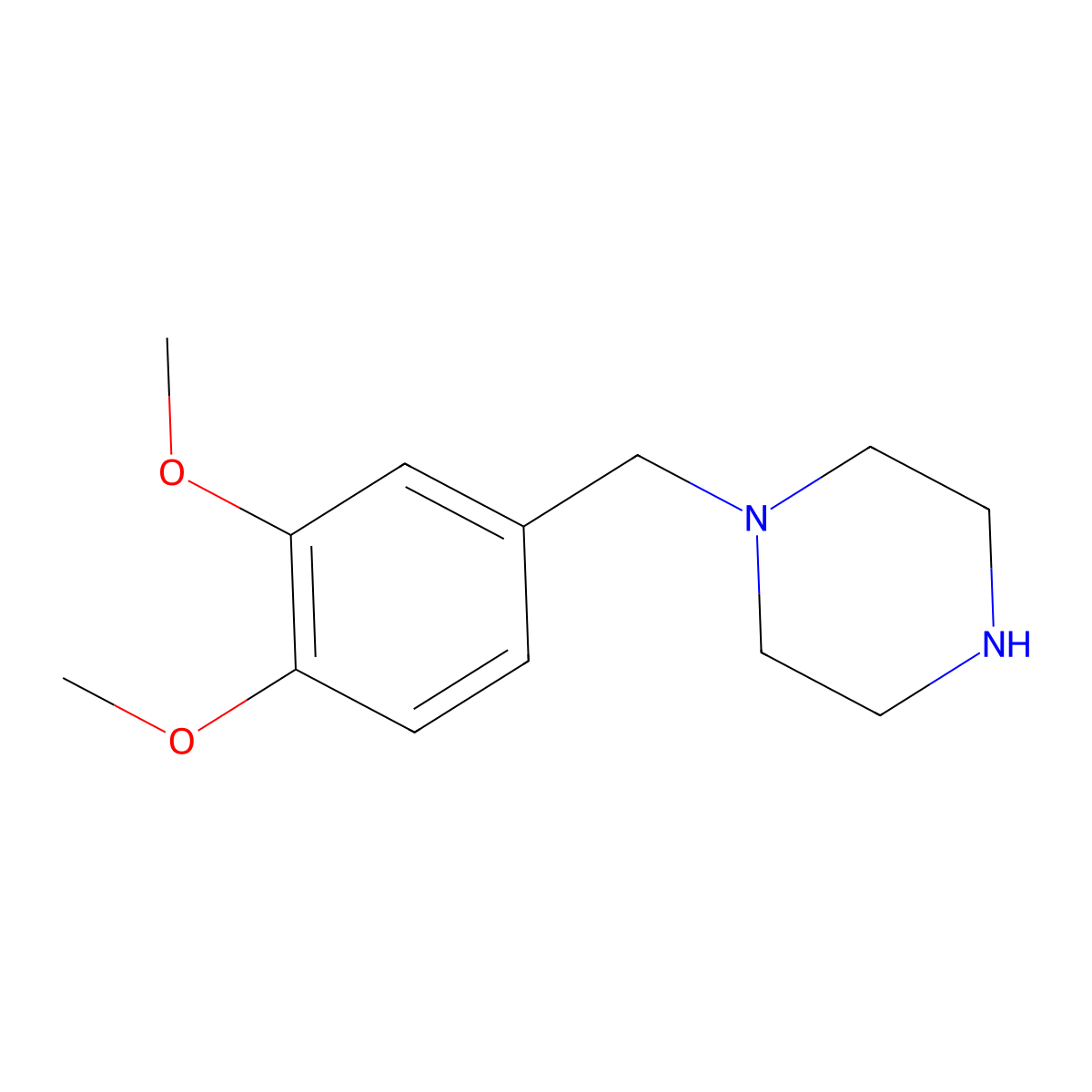 1-(3,4-Dimethoxybenzyl)piperazine molecular structure, CAS 32231-07-5