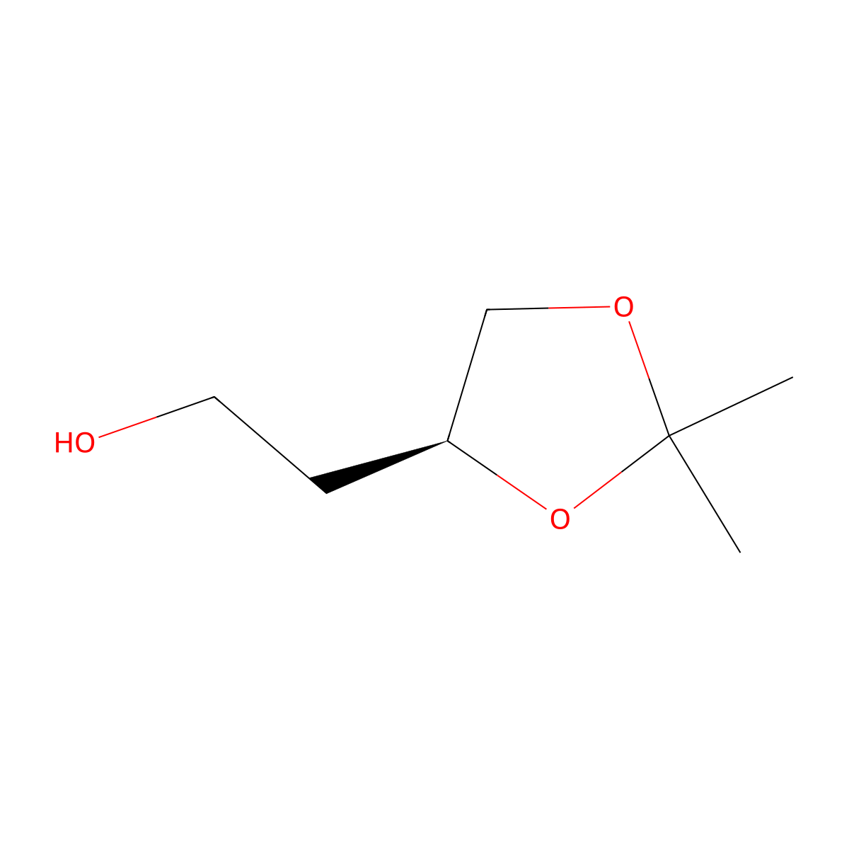 2-((4S)-2,2-dimethyl-1,3-dioxolan-4-yl)ethan-1-ol molecular structure, CAS 32233-43-5