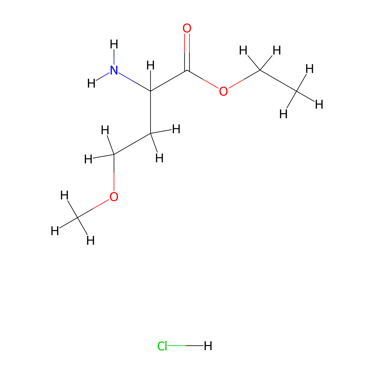 Ethyl 2-amino-4-methoxybutanoate hydrochloride molecular structure, CAS 322394-70-7