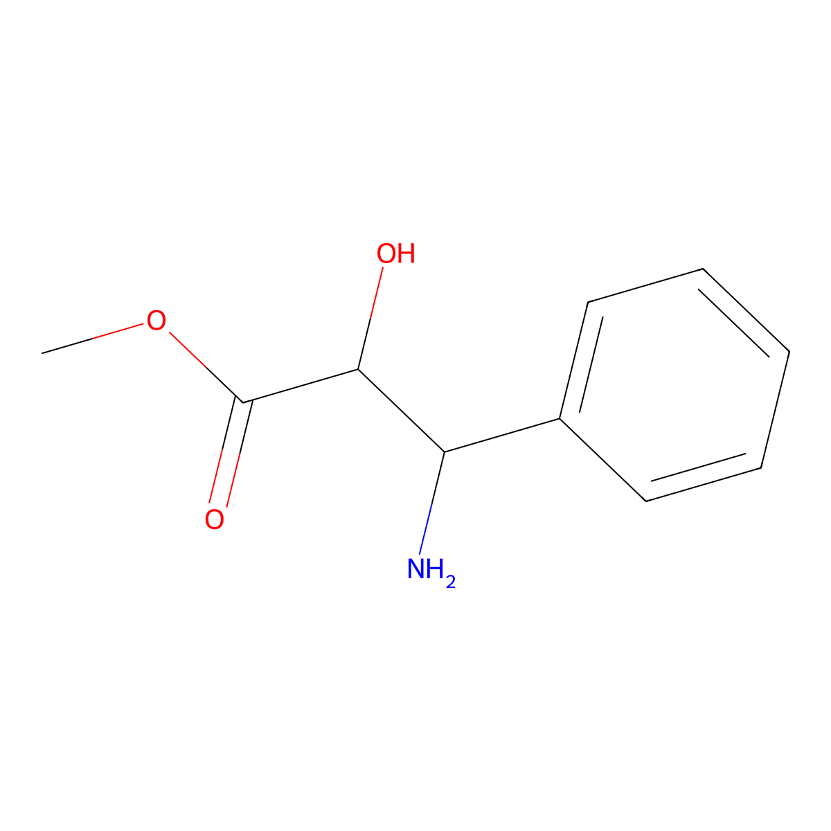 Methyl (alphaS,betaR)-beta-amino-alpha-hydroxybenzenepropanoate molecular structure, CAS 322407-45-4
