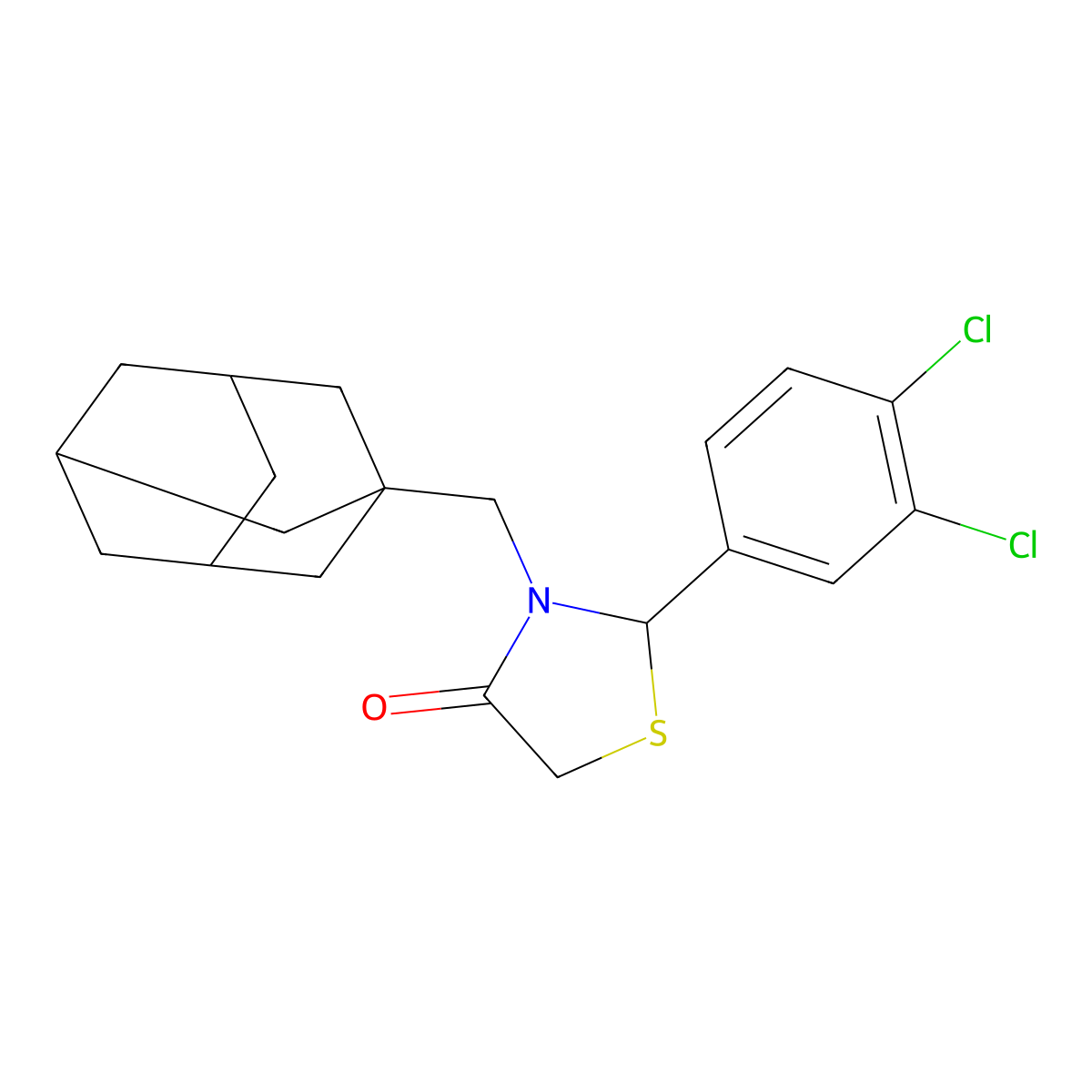3-(1-Adamantylmethyl)-2-(3,4-dichlorophenyl)-1,3-thiazolidin-4-one molecular structure, CAS 322409-32-5