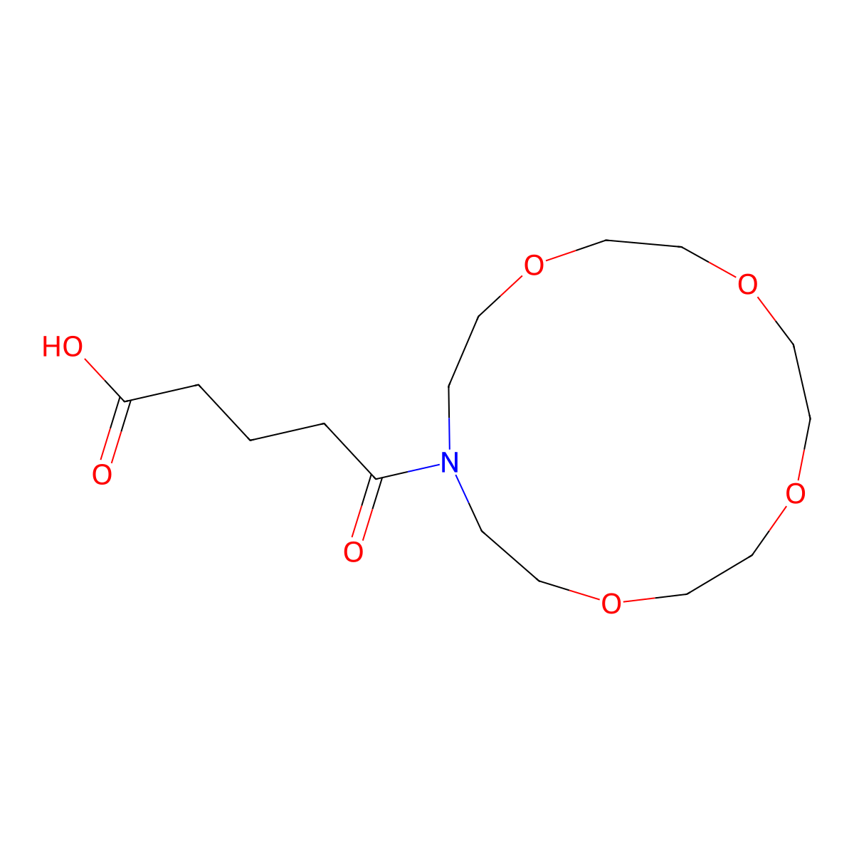 5-oxo-5-(1,4,7,10-tetraoxa-13-azacyclopentadec-13-yl)pentanoic Acid molecular structure, CAS 322409-60-9