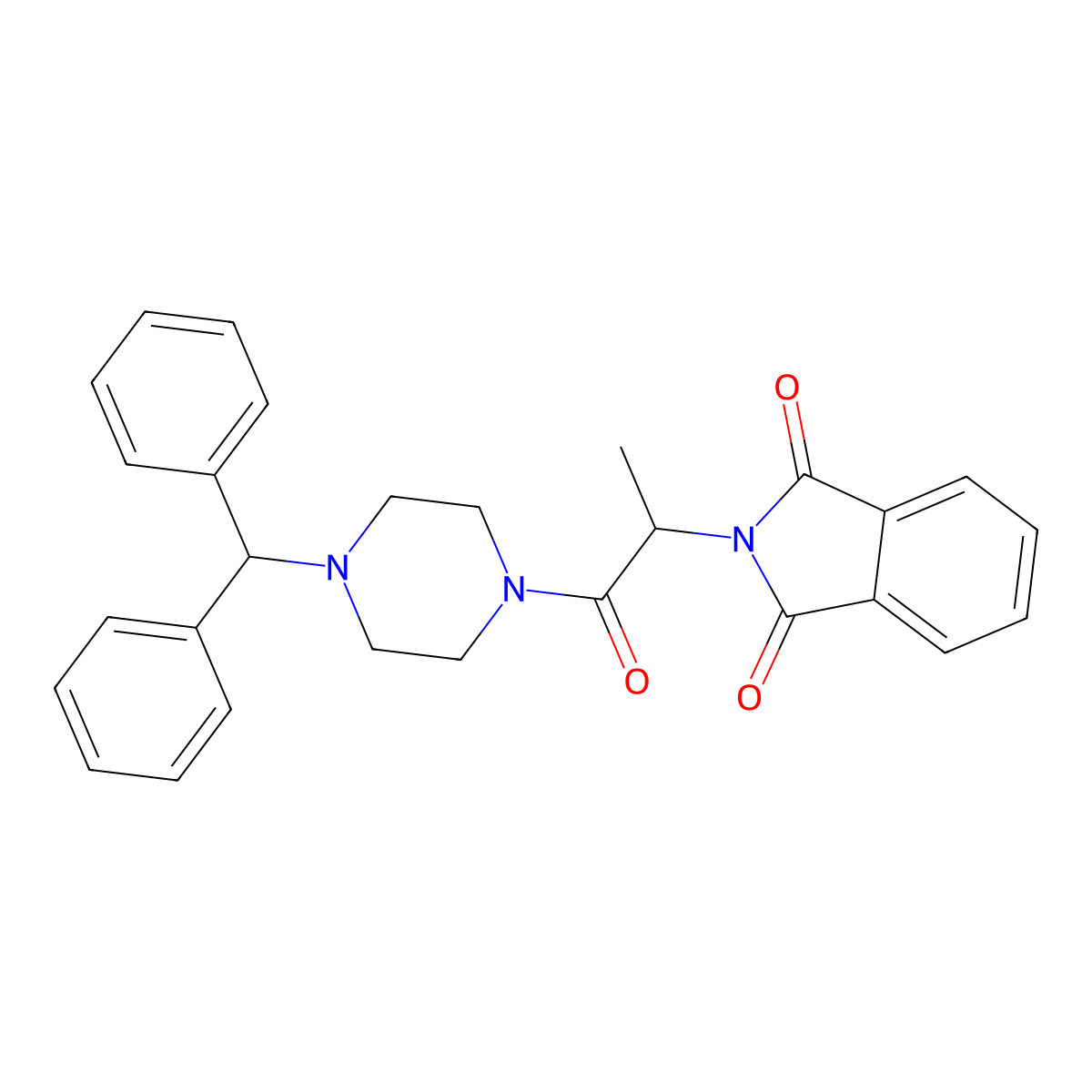 2-{1-[4-(diphenylmethyl)piperazin-1-yl]-1-oxopropan-2-yl}-1H-isoindole-1,3(2H)-dione molecular structure, CAS 322412-23-7