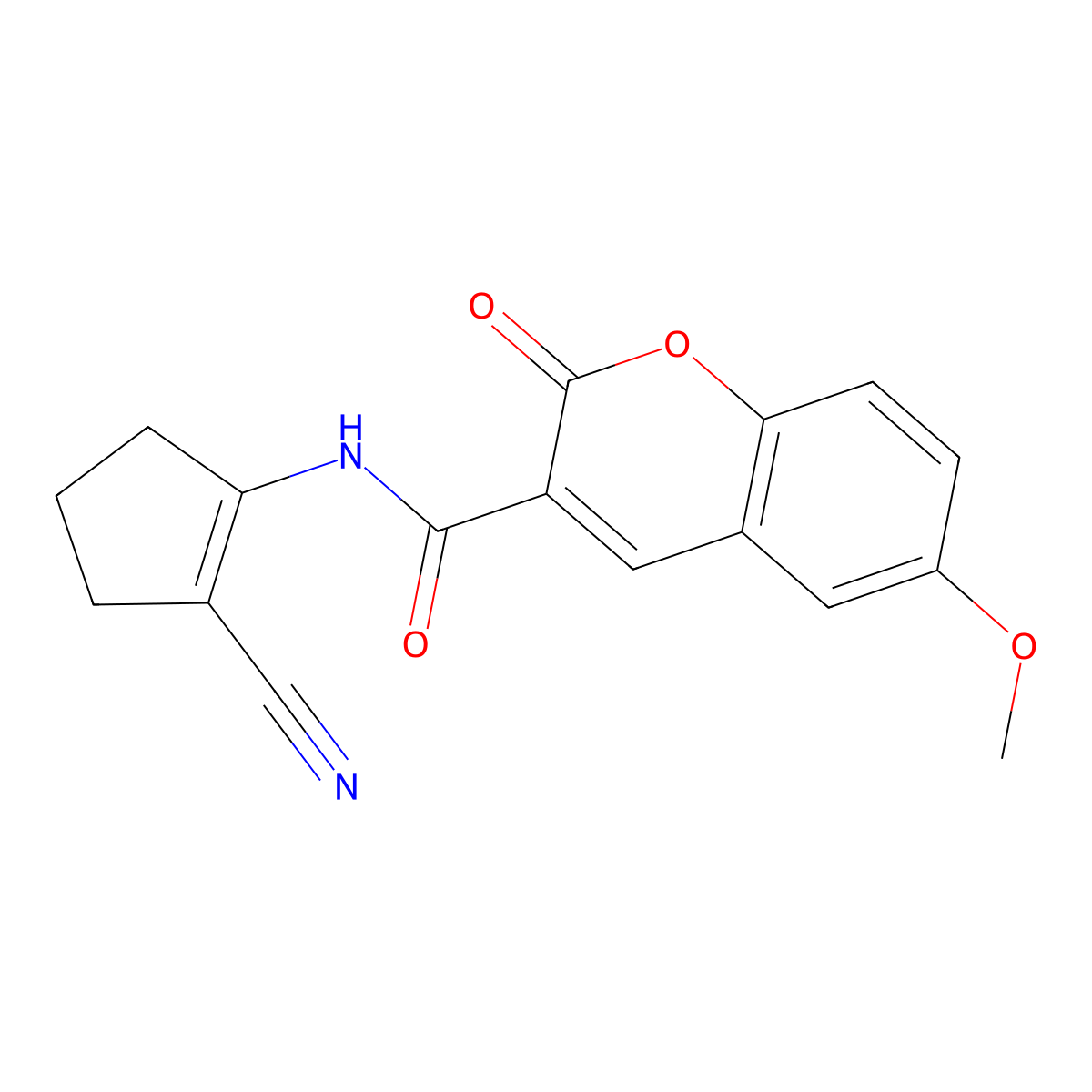 N-(2-cyanocyclopent-1-en-1-yl)-6-methoxy-2-oxo-2H-chromene-3-carboxamide molecular structure, CAS 322414-10-8
