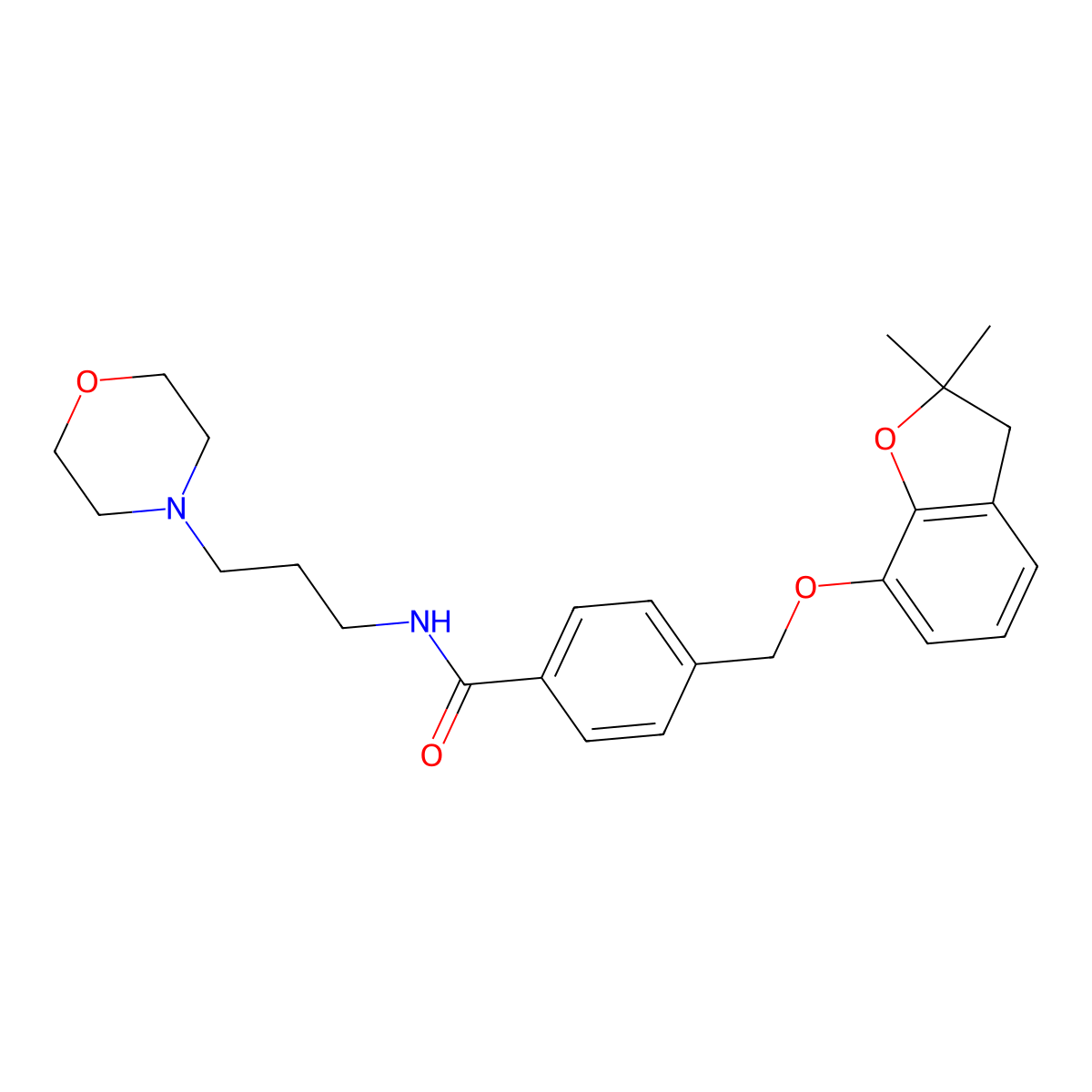 4-(((2,2-dimethyl-2,3-dihydrobenzofuran-7-yl)oxy)methyl)-N-(3-morpholinopropyl)benzamide molecular structure, CAS 322422-78-6