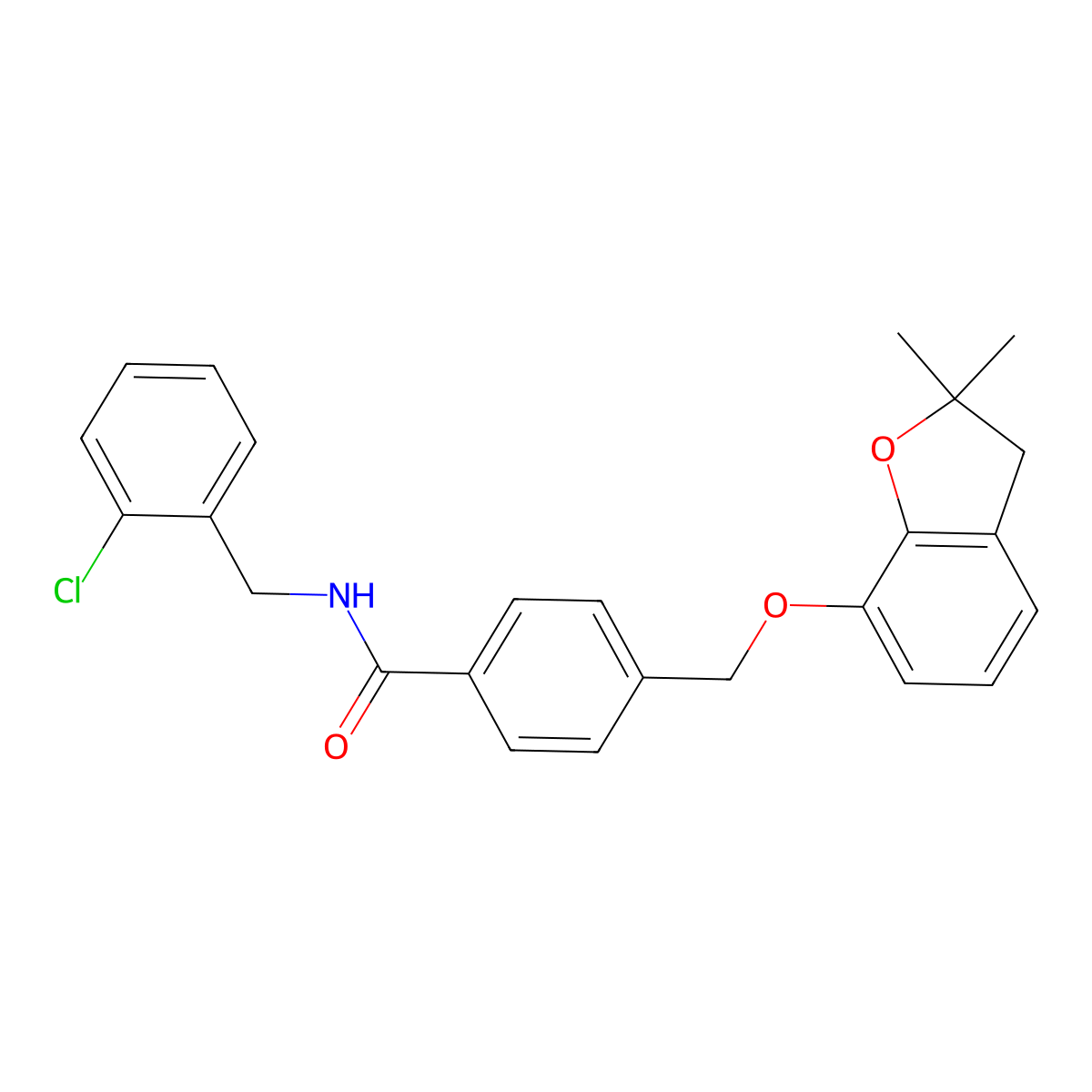 N-[(2-chlorophenyl)methyl]-4-{[(2,2-dimethyl-2,3-dihydro-1-benzofuran-7-yl)oxy]methyl}benzamide molecular structure, CAS 322459-54-1