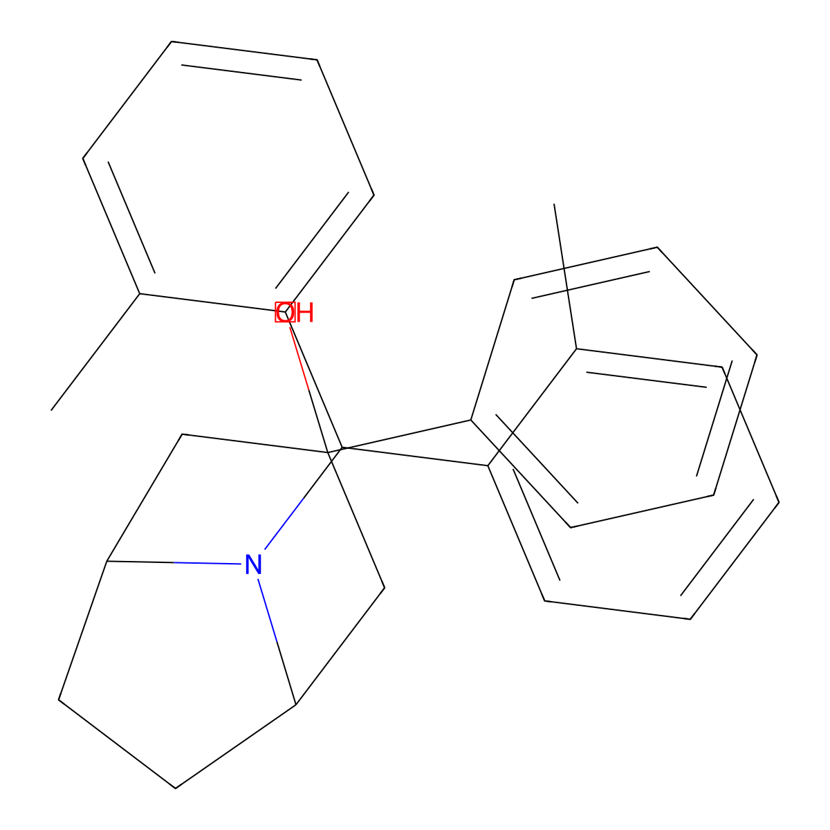 8-(Bis(2-methylphenyl)methyl)-3-phenyl-8-azabicyclo(3.2.1)octan-3-ol molecular structure, CAS 322473-89-2