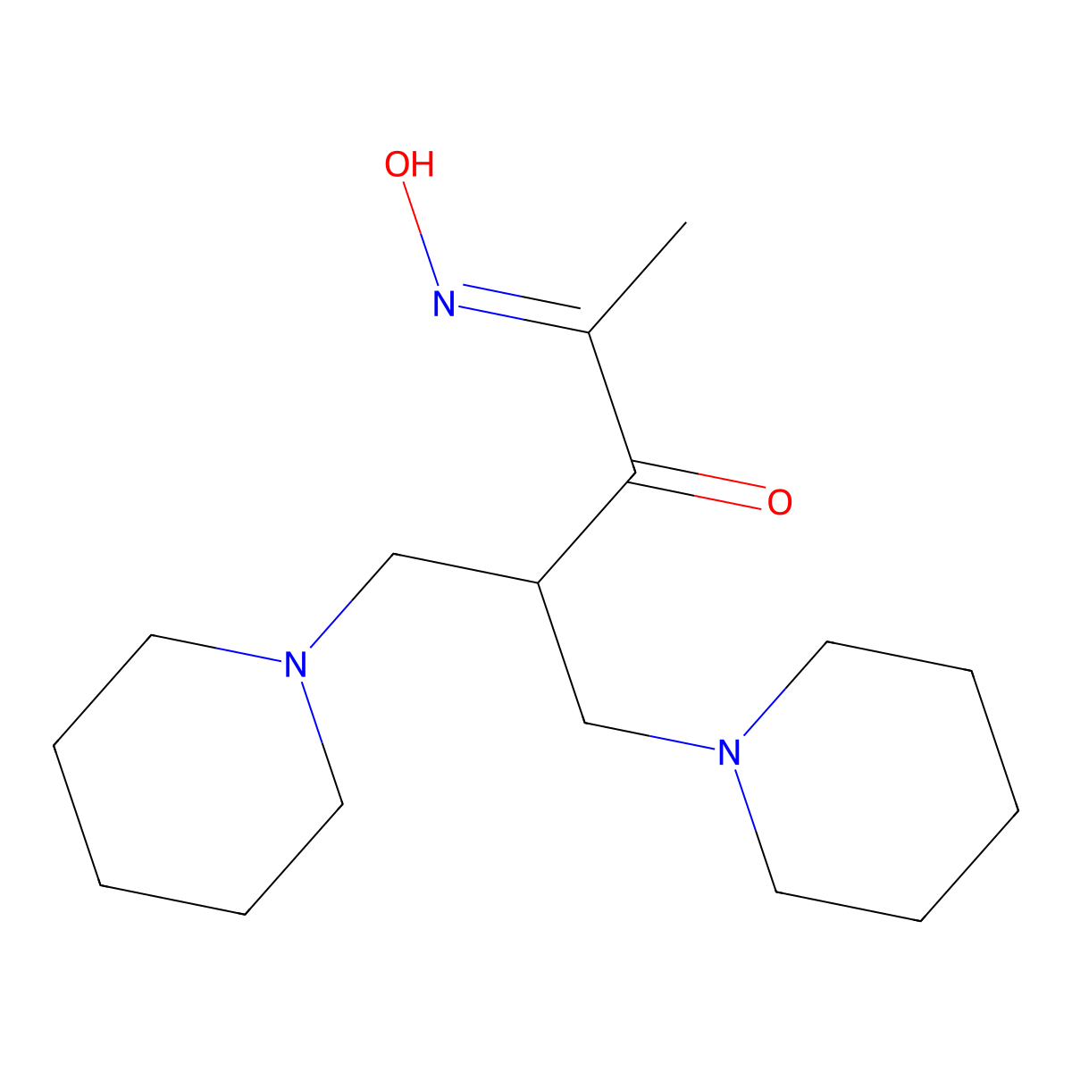5-(1-Piperidinyl)-4-(1-piperidinylmethyl)-2,3-pentanedione 2-oxime molecular structure, CAS 32248-36-5