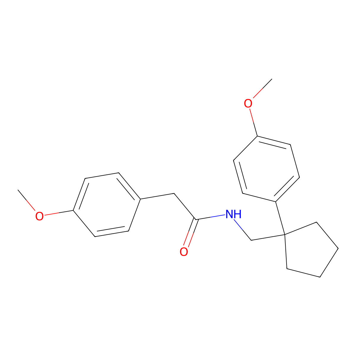 2-(4-methoxyphenyl)-N-((1-(4-methoxyphenyl)cyclopentyl)methyl)acetamide molecular structure, CAS 32248-38-7