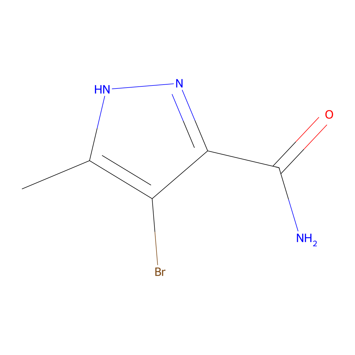 4-Bromo-5-methyl-1H-pyrazole-3-carboxamide molecular structure, CAS 32258-58-5