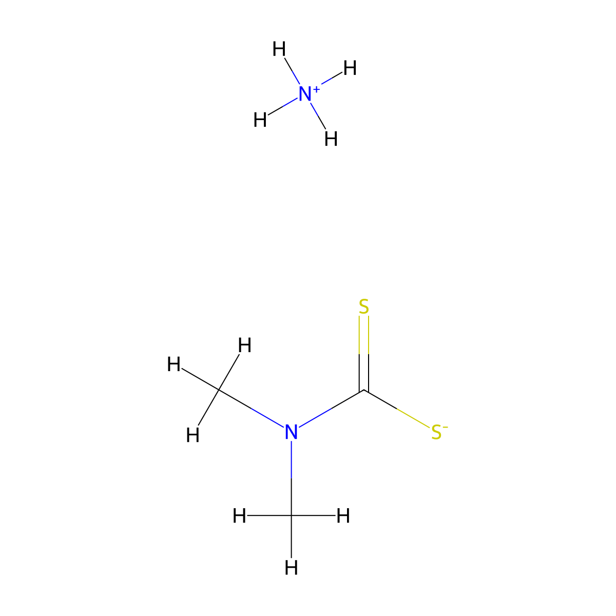 Carbamodithioic acid, N,N-dimethyl-, ammonium salt (1:1) molecular structure, CAS 3226-36-6