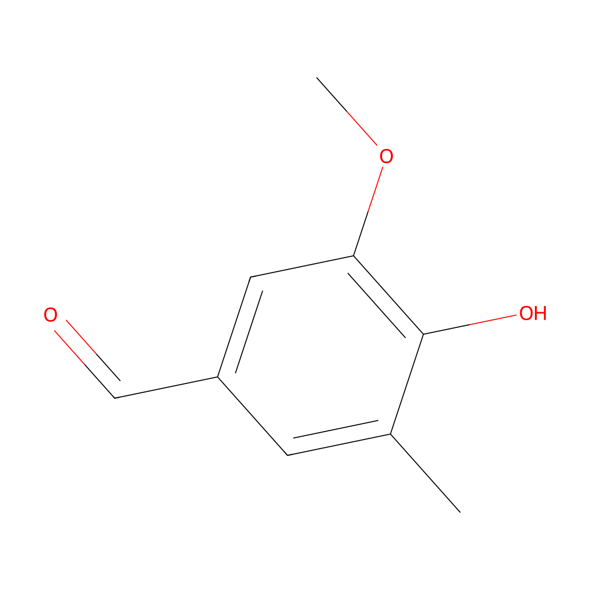 4-Hydroxy-3-methoxy-5-methylbenzaldehyde molecular structure, CAS 32263-14-2