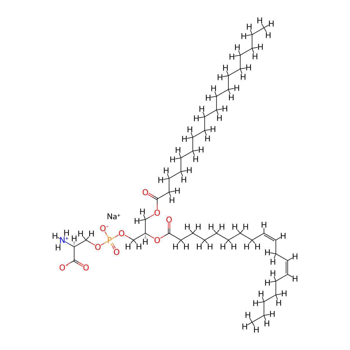Sodium (2S,8R)-2-azaniumyl-8-{[(9Z,12Z)-octadeca-9,12-dienoyl]oxy}-5-oxido-5,11-dioxo-4,6,10-trioxa-5lambda~5~-phosphaoctacosan-1-oate molecular structure, CAS 322647-11-0