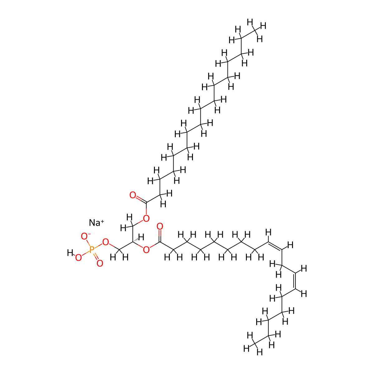 Sodium (2R)-3-(hexadecanoyloxy)-2-{[(9Z,12Z)-octadeca-9,12-dienoyl]oxy}propyl hydrogen phosphate molecular structure, CAS 322647-59-6