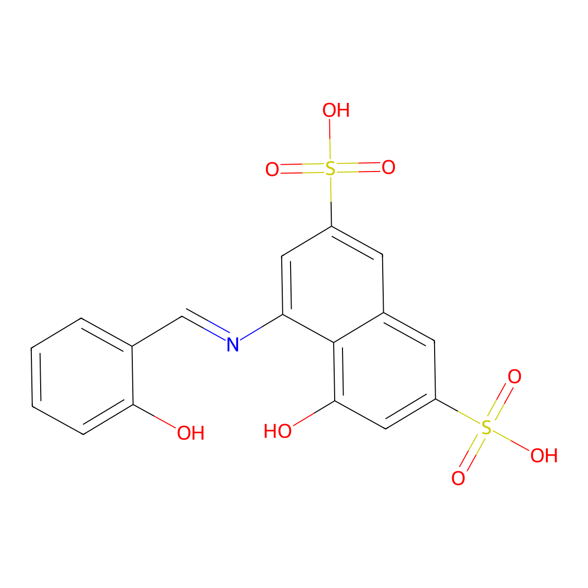 4-Hydroxy-5-((2-hydroxybenzylidene)amino)naphthalene-2,7-disulfonic acid molecular structure, CAS 32266-60-7