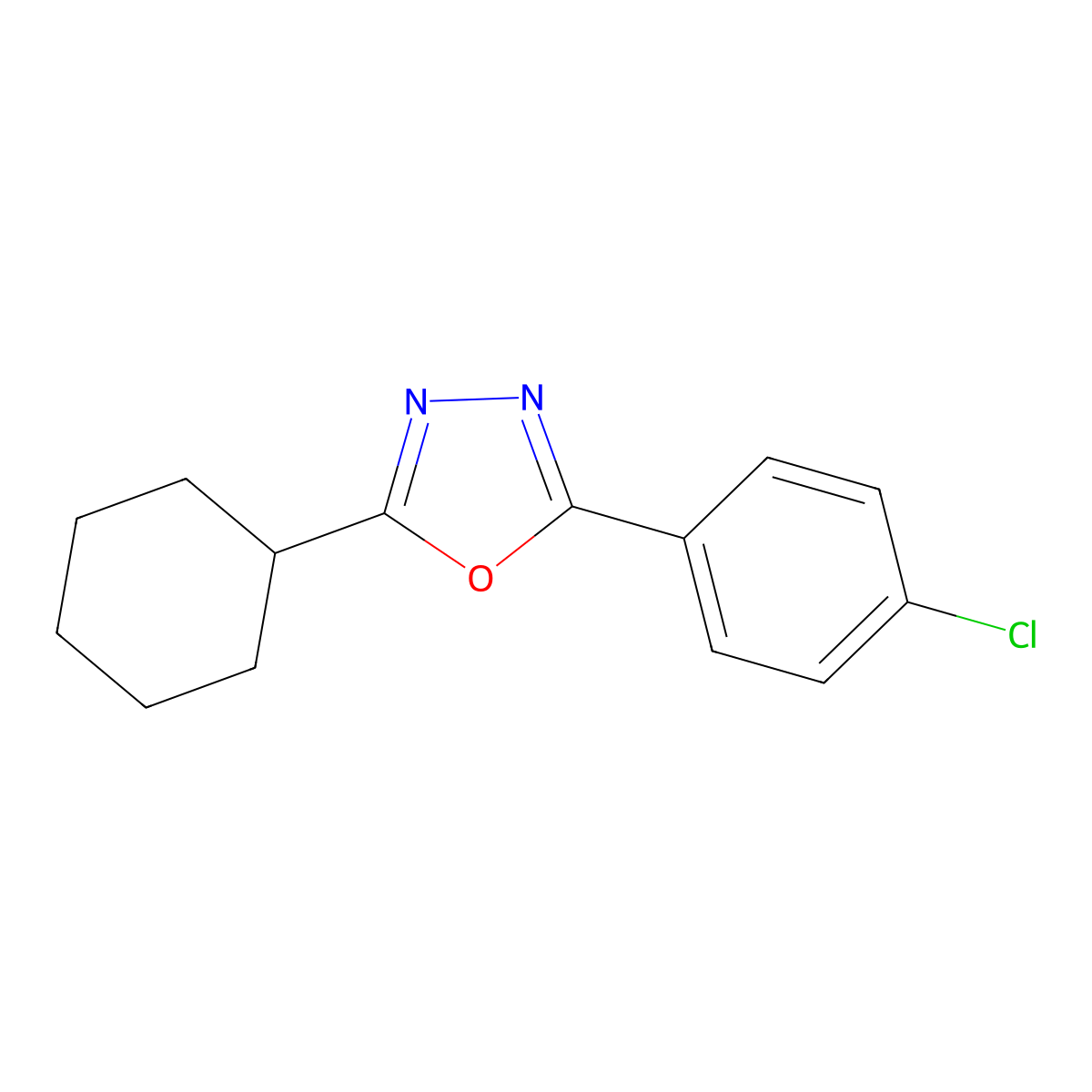 2-(4-Chlorophenyl)-5-cyclohexyl-1,3,4-oxadiazole molecular structure, CAS 322666-76-2