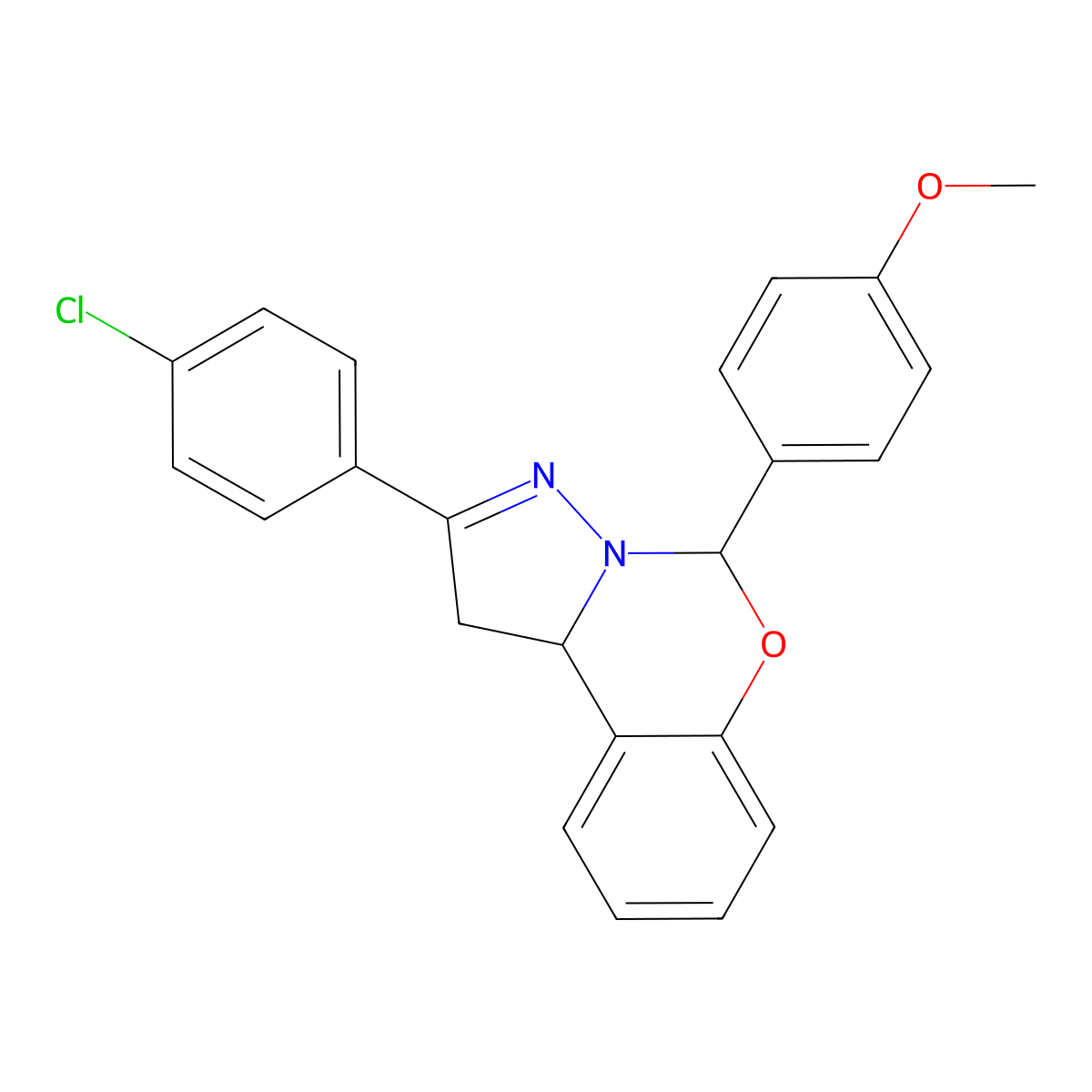 2-(4-Chlorophenyl)-5-(4-methoxyphenyl)-1,10b-dihydropyrazolo[1,5-c][1,3]benzoxazine molecular structure, CAS 322667-56-1