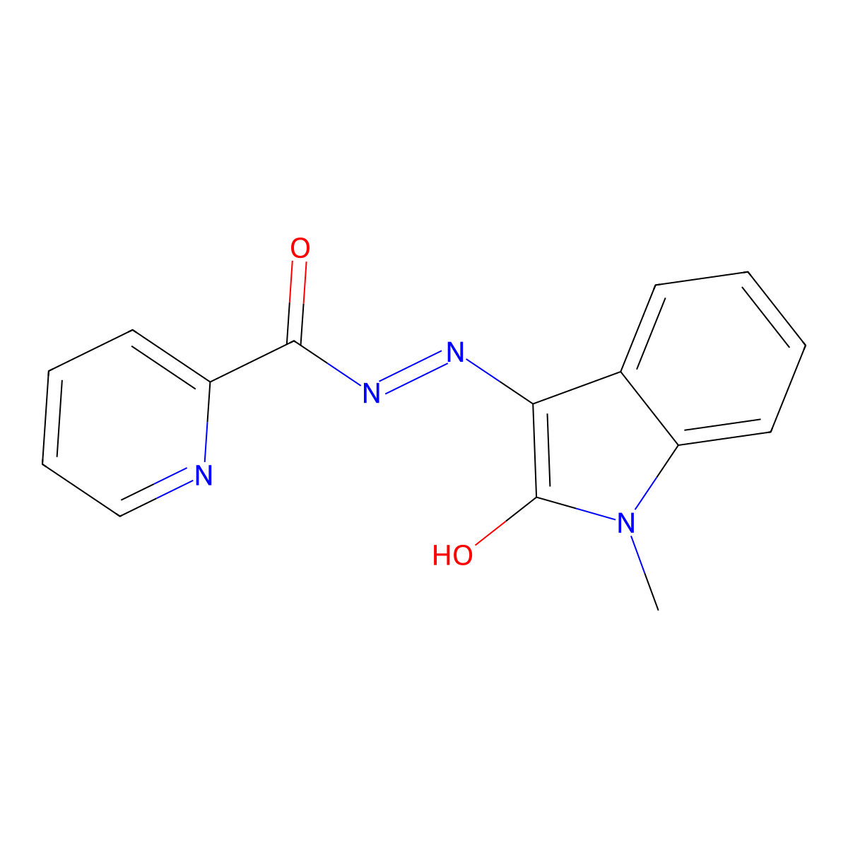N-[(Z)-(1-methyl-2-oxoindol-3-ylidene)amino]pyridine-2-carboxamide molecular structure, CAS 322671-44-3