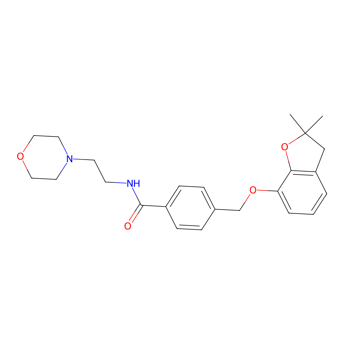4-(((2,2-dimethyl-2,3-dihydrobenzofuran-7-yl)oxy)methyl)-N-(2-morpholinoethyl)benzamide molecular structure, CAS 322680-14-8