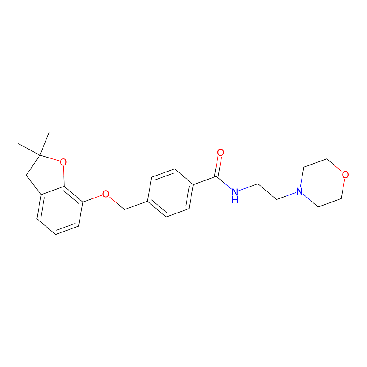 4-(((2,2-dimethyl-2,3-dihydrobenzofuran-7-yl)oxy)methyl)-N-(2-morpholinoethyl)benzamide molecular structure, CAS 322680-14-8