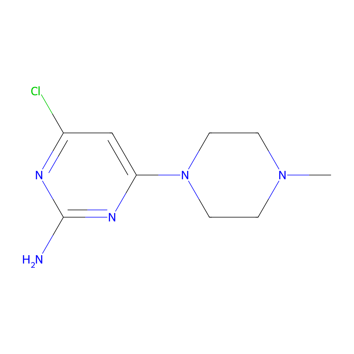 4-Chloro-6-(4-methylpiperazin-1-yl)pyrimidin-2-amine molecular structure, CAS 322691-38-3