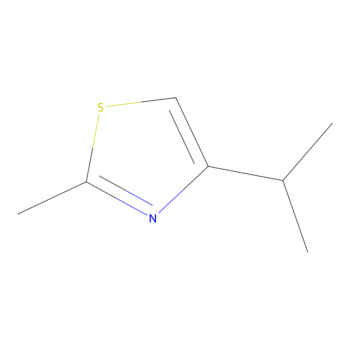 2-Methyl-4-(1-methylethyl)thiazole molecular structure, CAS 32272-52-9