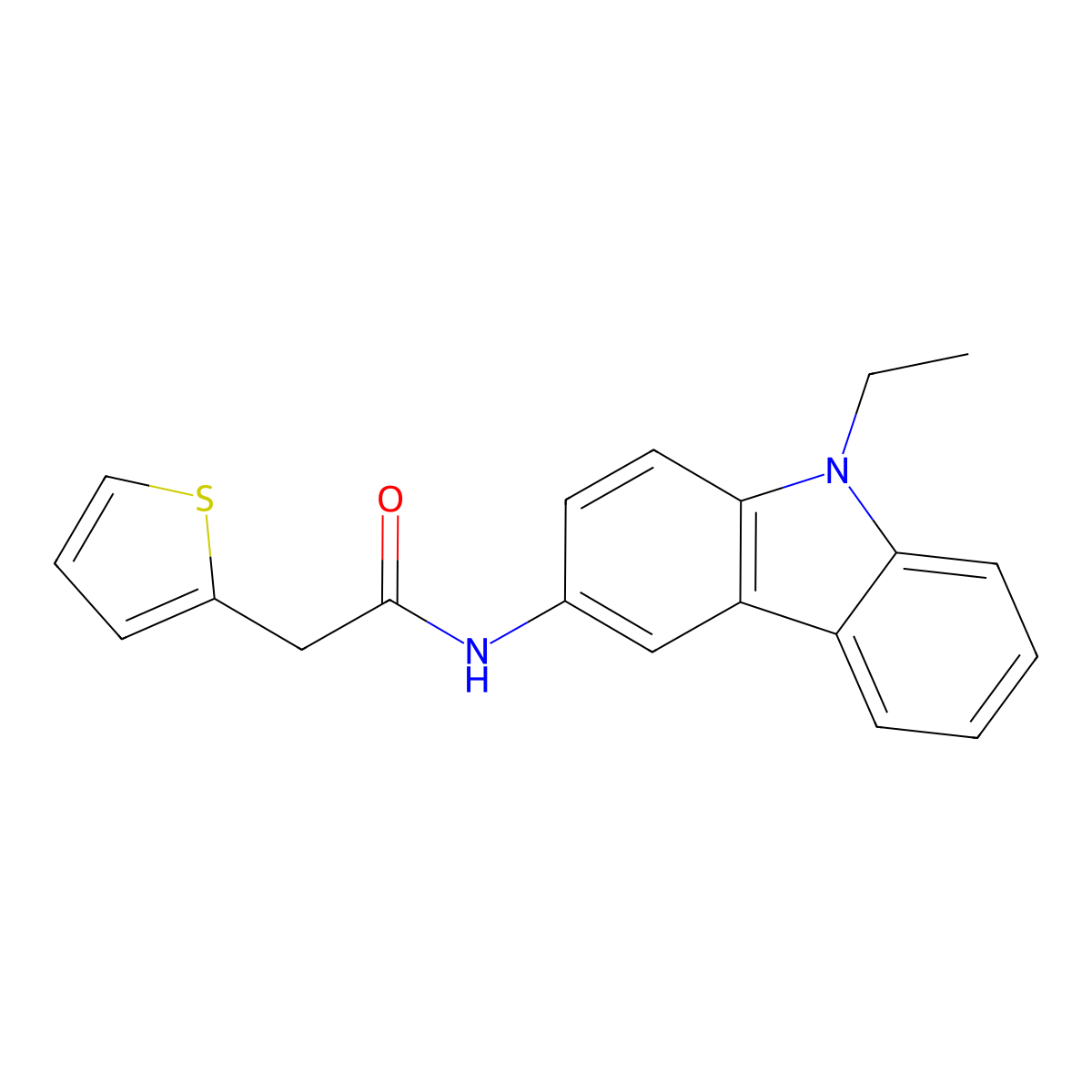N-(9-ethylcarbazol-3-yl)-2-thiophen-2-ylacetamide molecular structure, CAS 322723-53-5