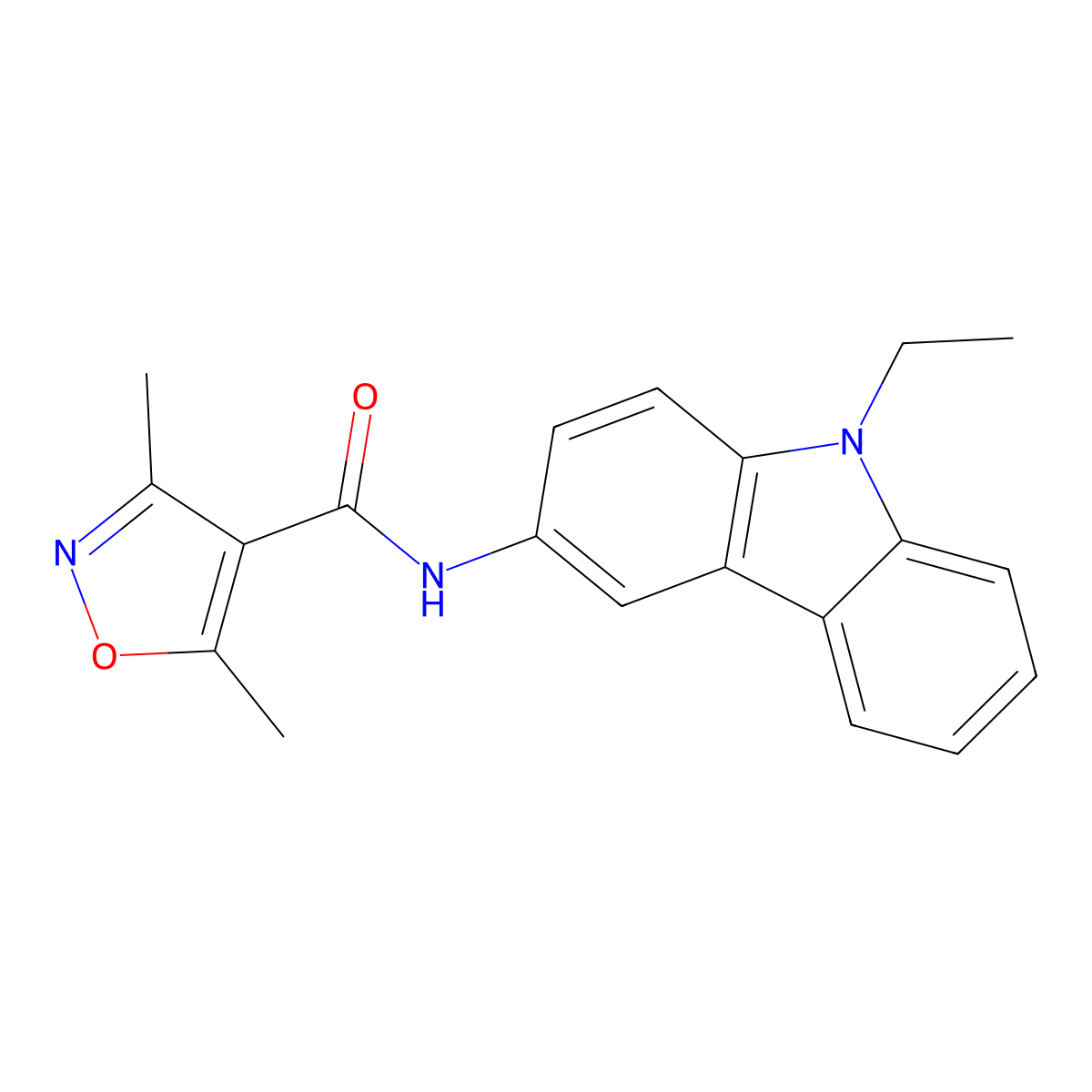 N-(9-ethylcarbazol-3-yl)-3,5-dimethyl-1,2-oxazole-4-carboxamide molecular structure, CAS 322723-55-7