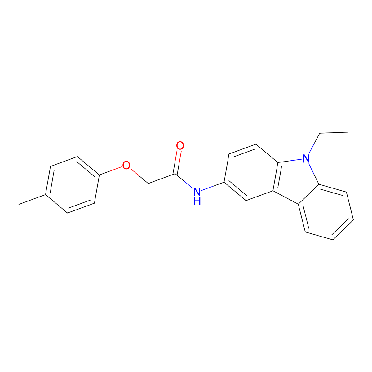 N-(9-ethyl-9H-carbazol-3-yl)-2-(4-methylphenoxy)acetamide molecular structure, CAS 322725-45-1