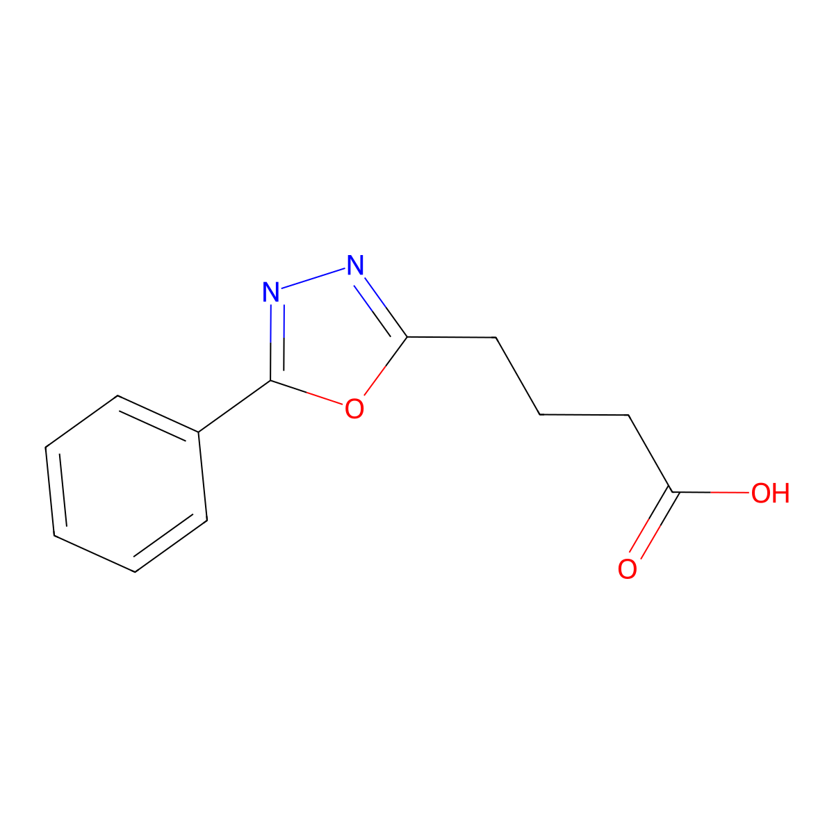 4-(5-Phenyl-1,3,4-oxadiazol-2-yl)butanoic acid molecular structure, CAS 322725-59-7