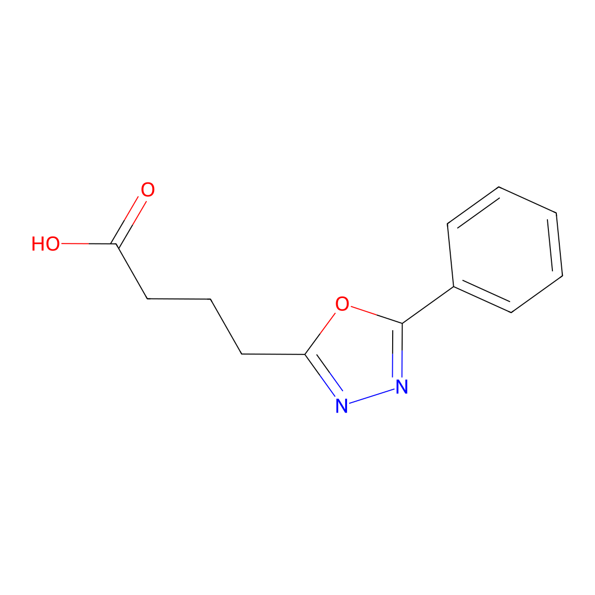 4-(5-Phenyl-1,3,4-oxadiazol-2-yl)butanoic acid molecular structure, CAS 322725-59-7