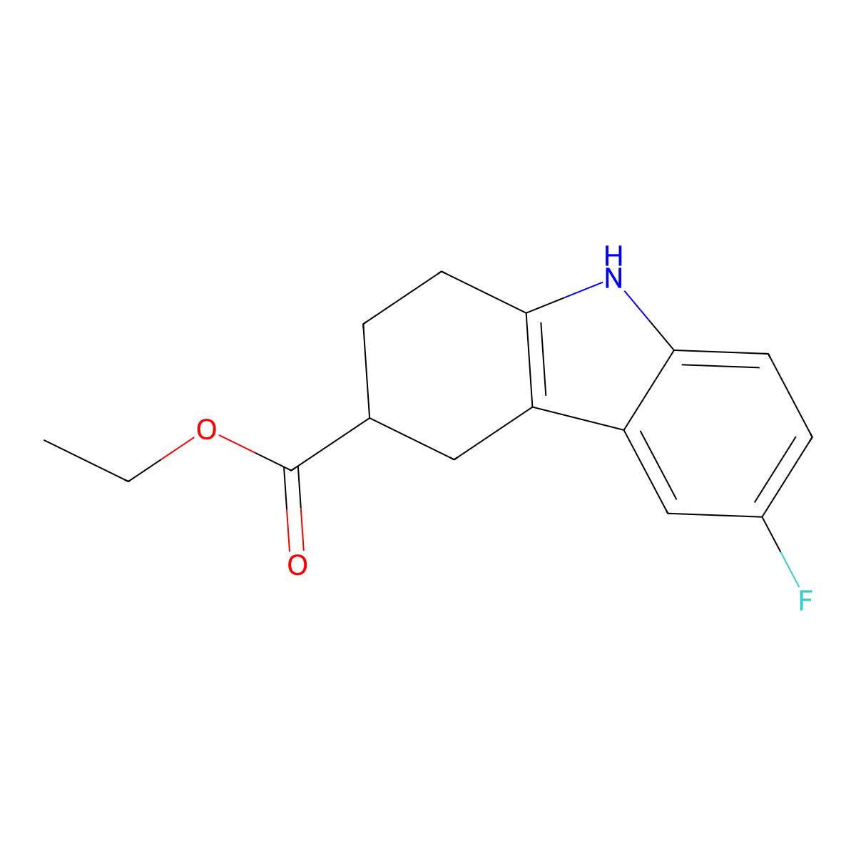 6-Fluoro-2,3,4,9-tetrahydro-1H-carbazole-3-carboxylic acid ethyl ester molecular structure, CAS 322725-63-3