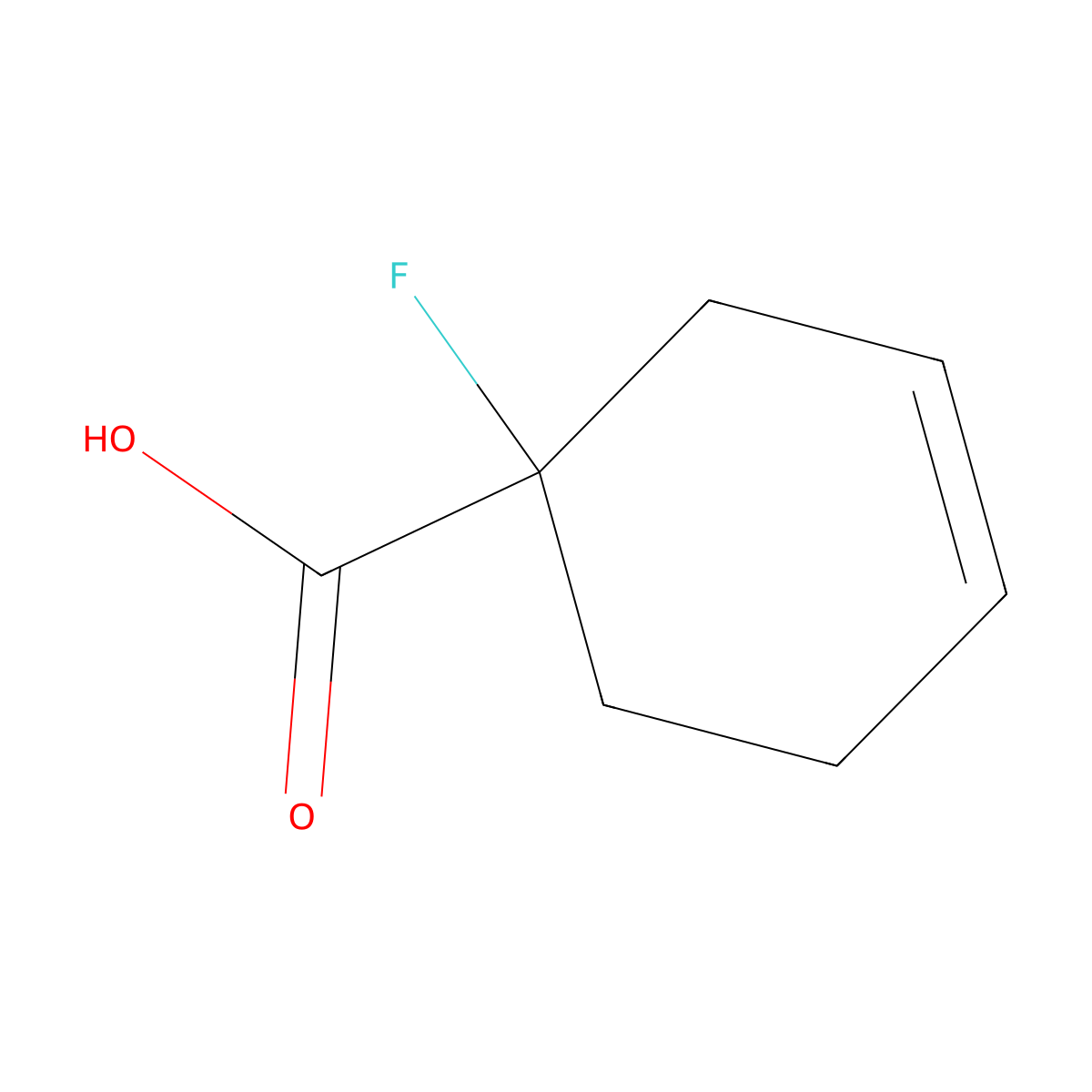 1-Fluorocyclohex-3-ene-1-carboxylic acid molecular structure, CAS 32273-88-4