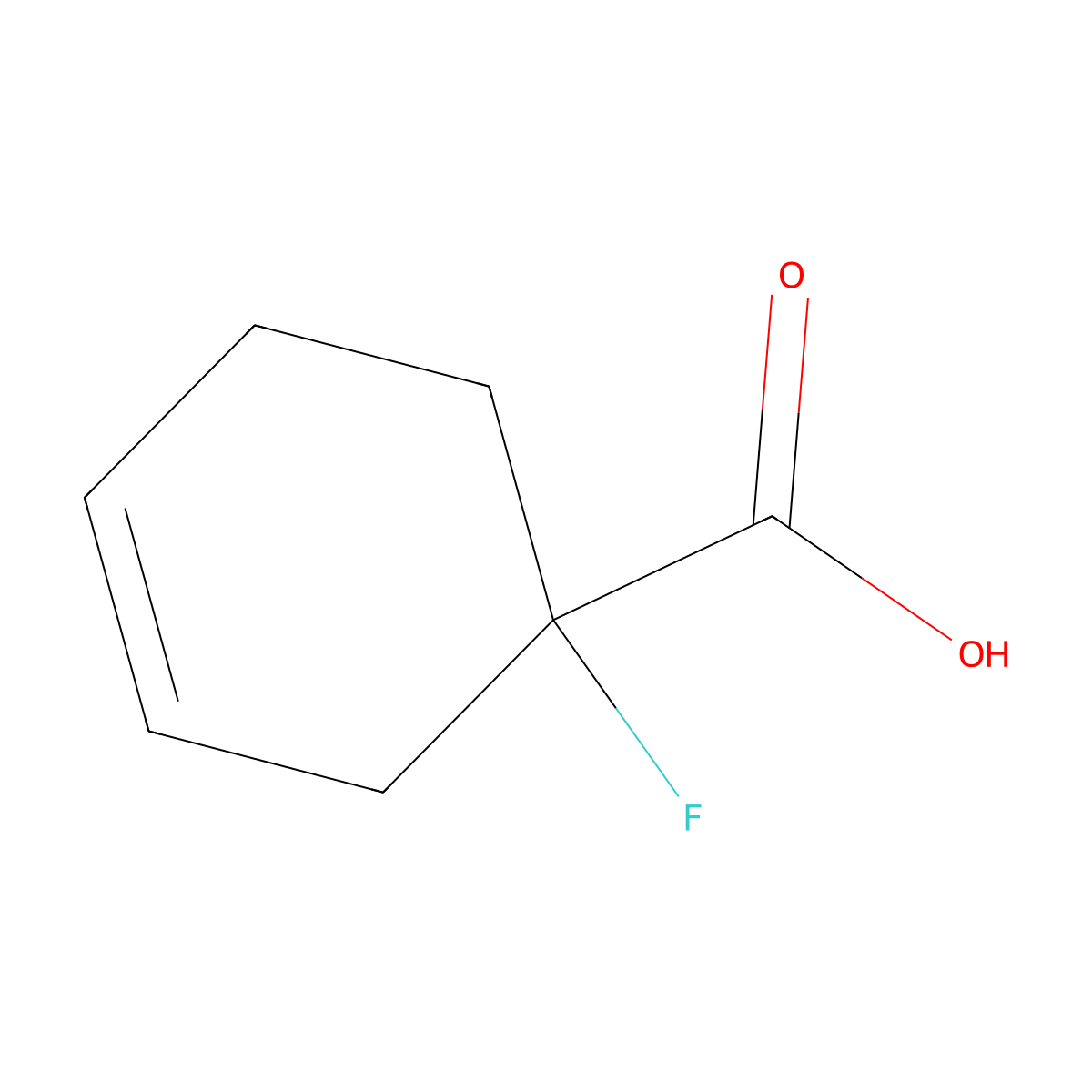 1-Fluorocyclohex-3-ene-1-carboxylic acid molecular structure, CAS 32273-88-4
