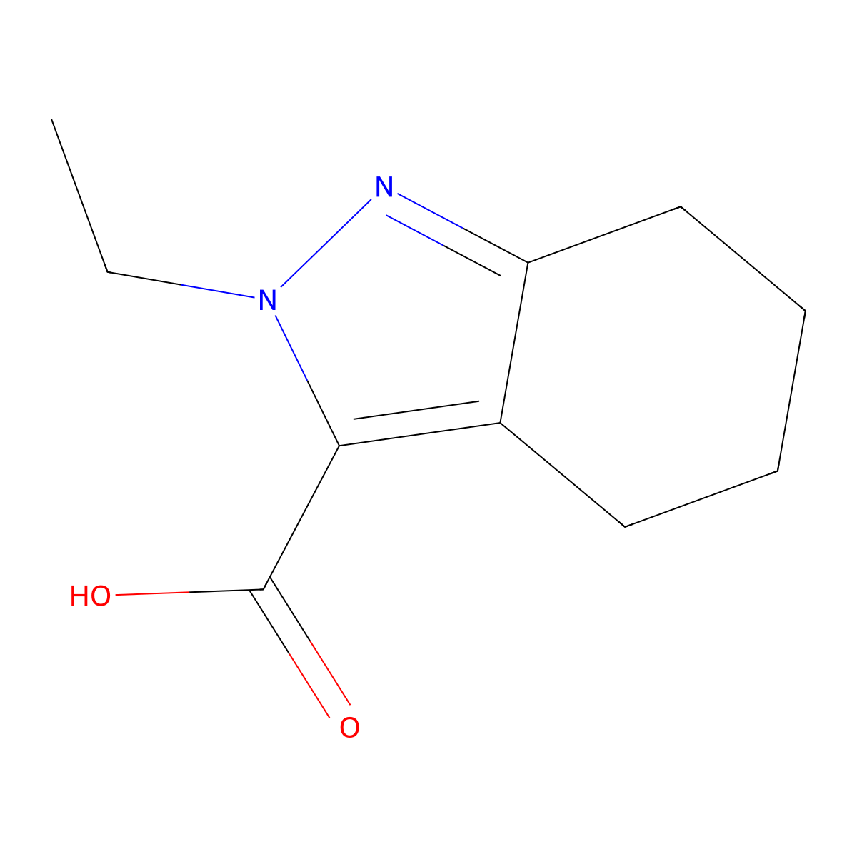 2-ethyl-4,5,6,7-tetrahydro-2H-indazole-3-carboxylic acid molecular structure, CAS 32275-62-0