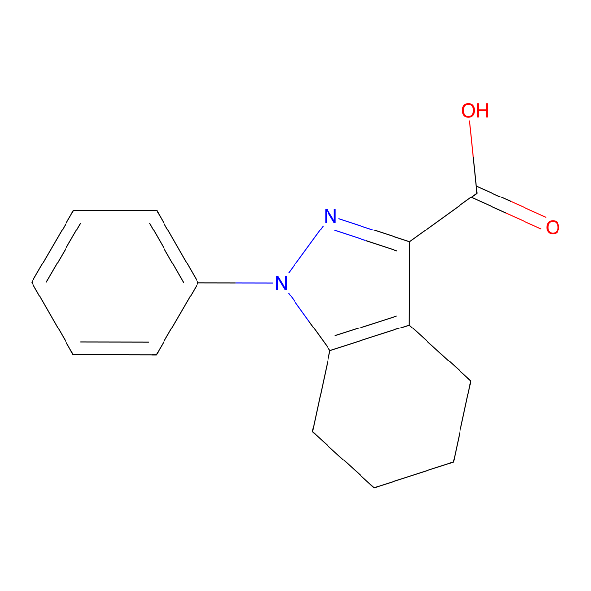 1-phenyl-4,5,6,7-tetrahydro-1H-indazole-3-carboxylic acid molecular structure, CAS 32275-63-1