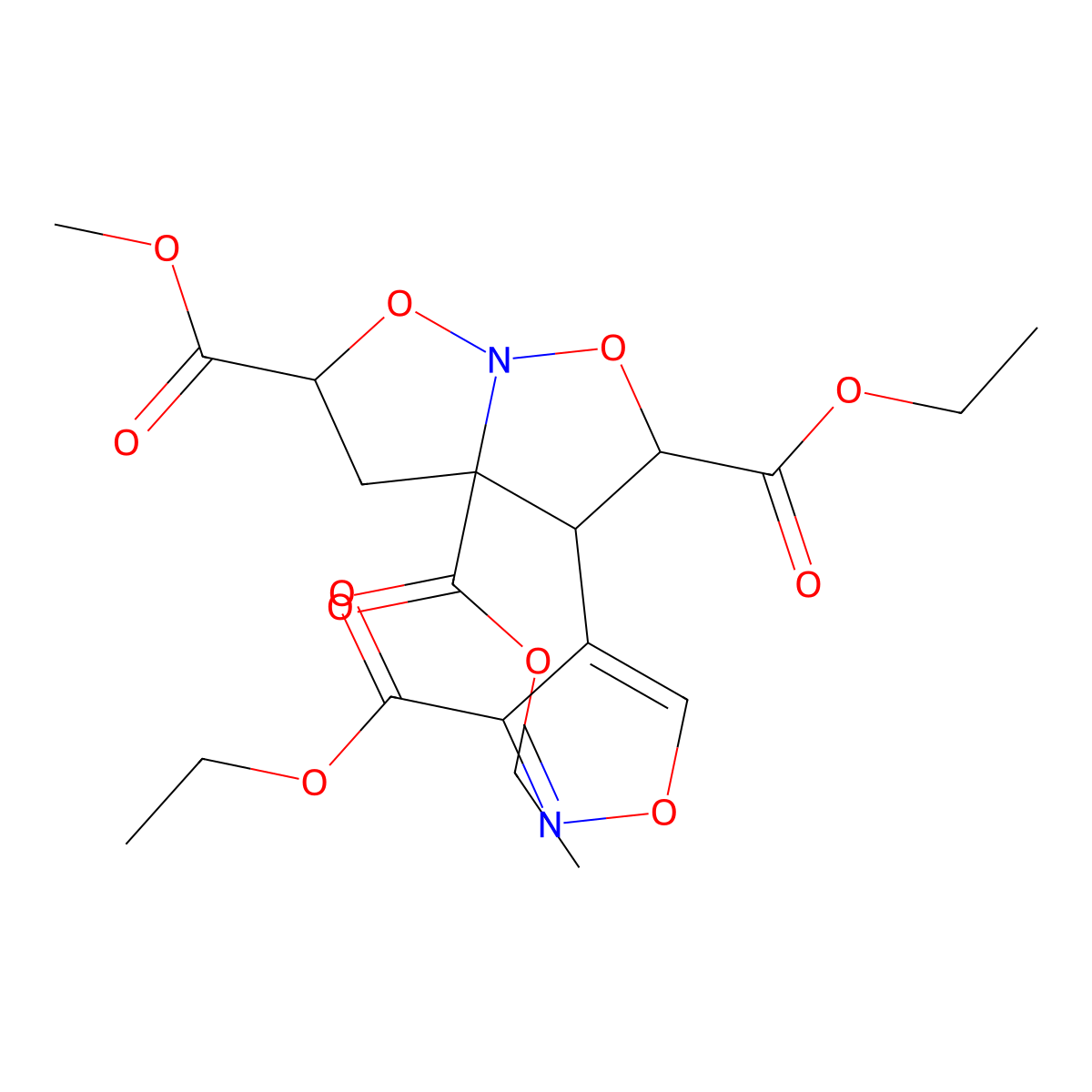 2,3a-diethyl 5-methyl 3-[3-(ethoxycarbonyl)-1,2-oxazol-4-yl]tetrahydro-3aH-[1,2]oxazolo[2,3-b][1,2]oxazole-2,3a,5-tricarboxylate molecular structure, CAS 322756-31-0