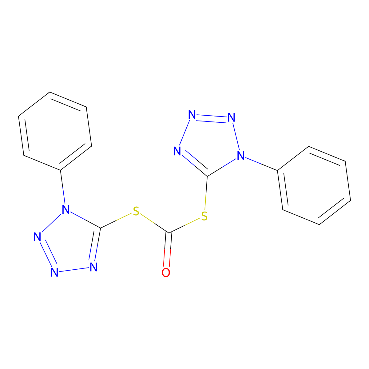 S,S-Bis(1-phenyl-1H-tetrazol-5-yl) dithiocarbonate molecular structure, CAS 32276-00-9