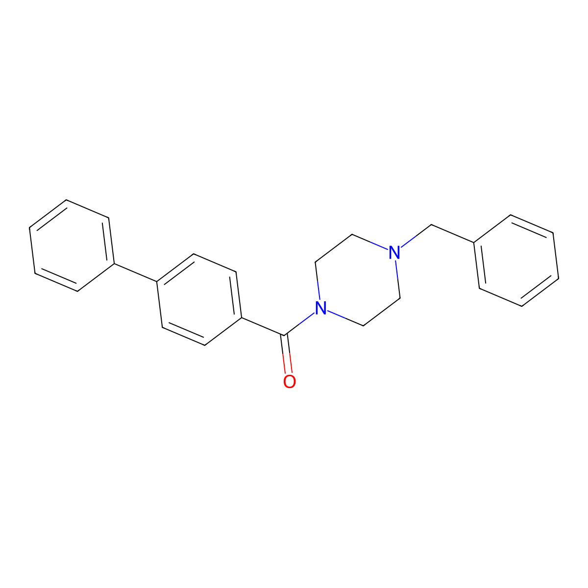 (4-Benzylpiperazin-1-yl)-(4-phenylphenyl)methanone molecular structure, CAS 322763-75-7