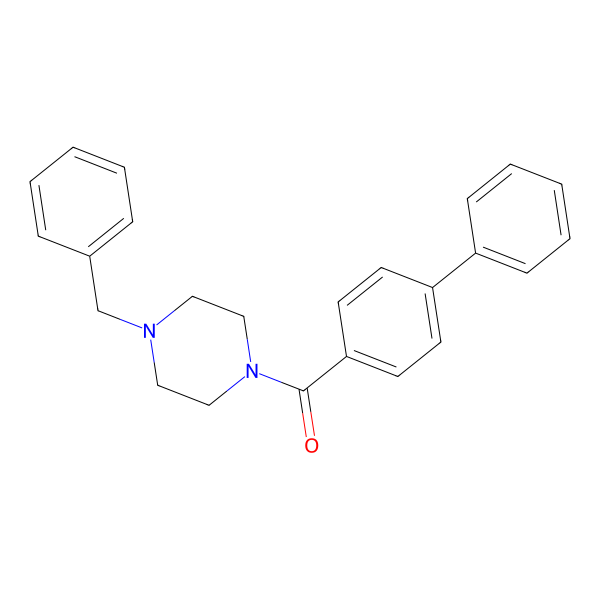 (4-Benzylpiperazin-1-yl)-(4-phenylphenyl)methanone molecular structure, CAS 322763-75-7