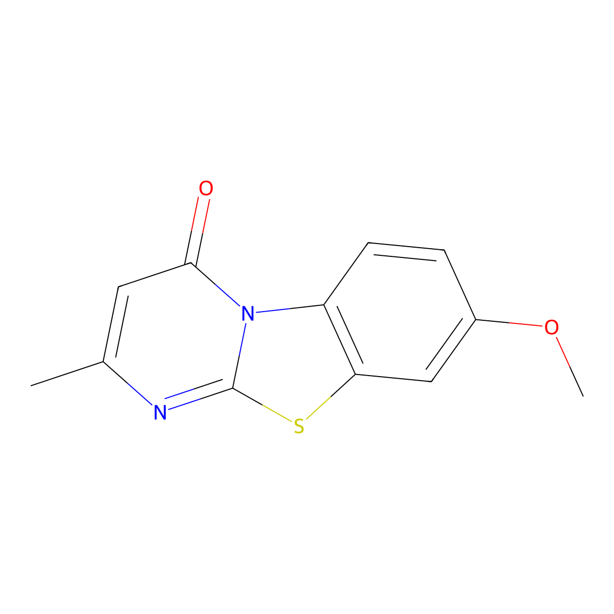 8-methoxy-2-methyl-4H-pyrimido[2,1-b][1,3]benzothiazol-4-one molecular structure, CAS 32278-61-8