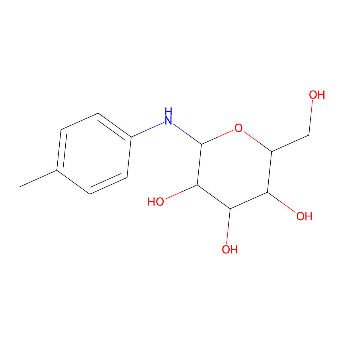 N-(4-Methylphenyl)-beta-D-glucopyranosylamine molecular structure, CAS 3228-62-4