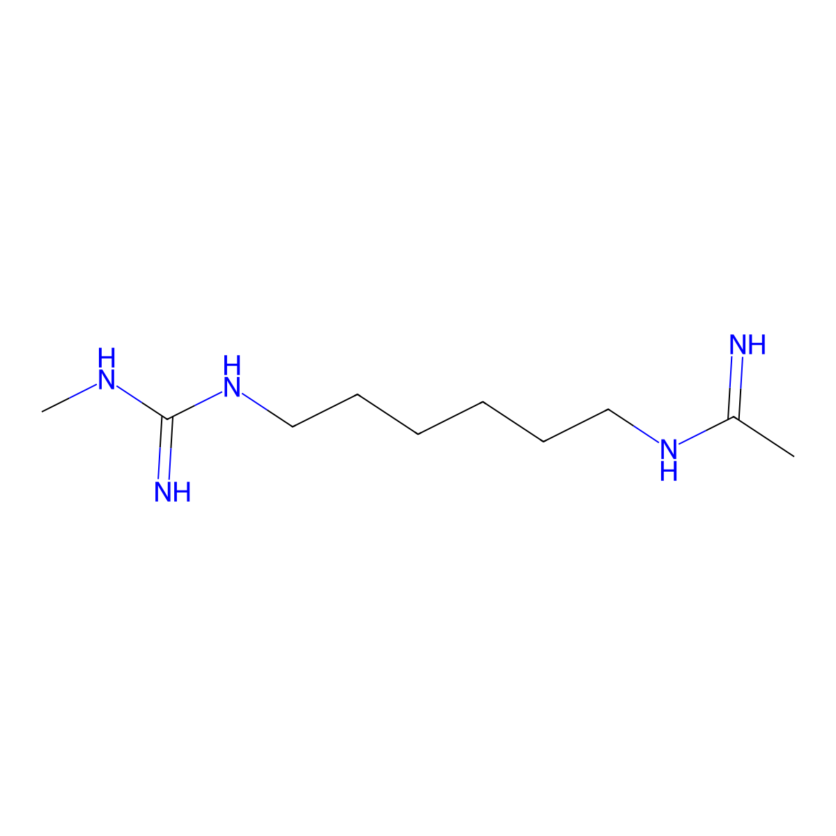 N'-[6-[(N'-methylcarbamimidoyl)amino]hexyl]ethanimidamide molecular structure, CAS 32289-58-0