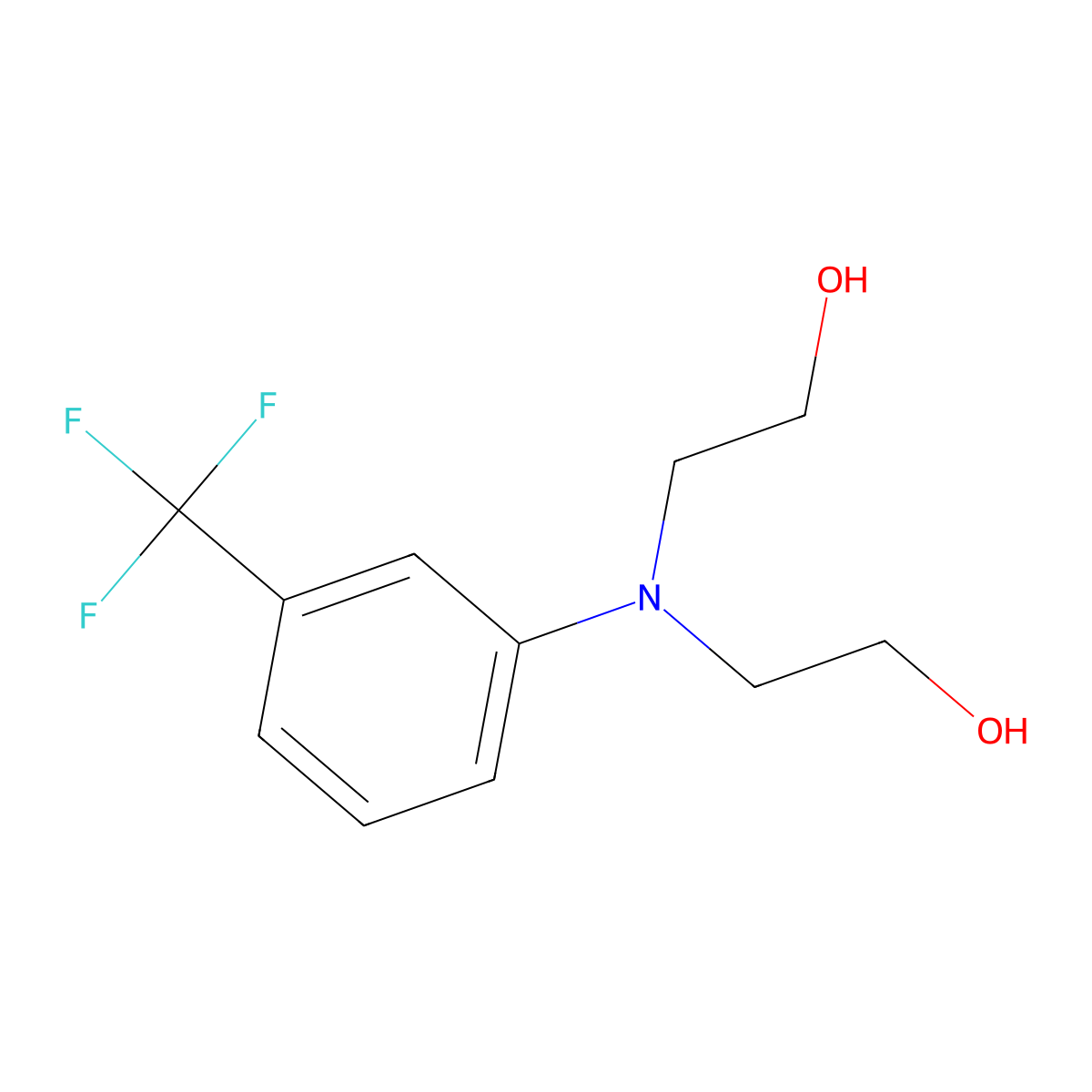 2,2'-((3-(Trifluoromethyl)phenyl)azanediyl)diethanol molecular structure, CAS 323-79-5